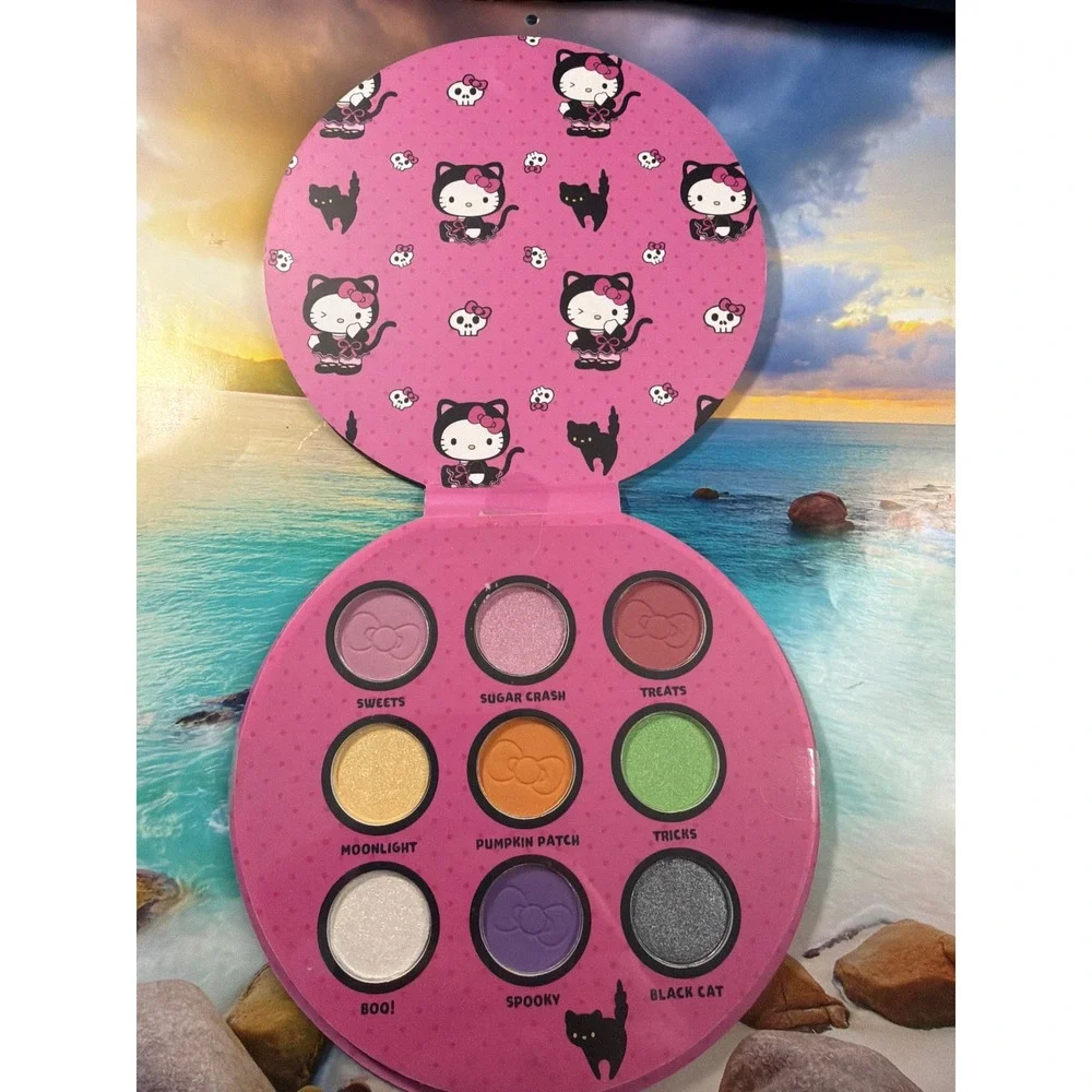 Sanrio Hello Kitty Halloween Eyeshadow Palette 9 Shades Black Cat Spooky Pink